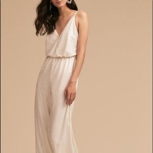 BHLDN La Lune White Sequin Jumpsuit | Size 14